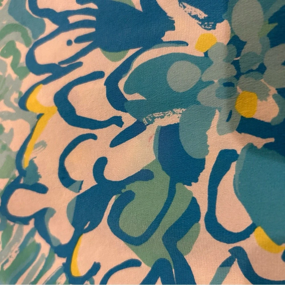 Lilly Pulitzer Dahlia Silk Tank Top Blue/White/Yellow Medium - Picture 9 of 11